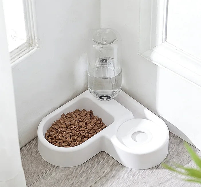 Pet Food Bowl w/Water Bottle