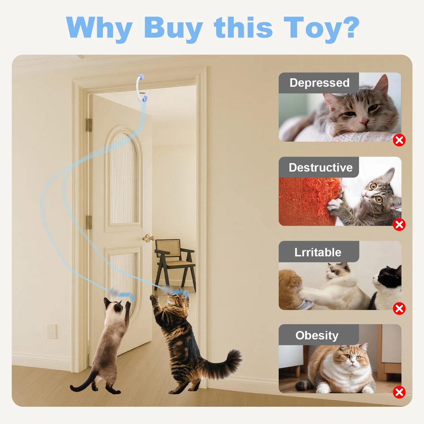 Door Hanging Retractable Rechargeable Interactive Pet Toy
