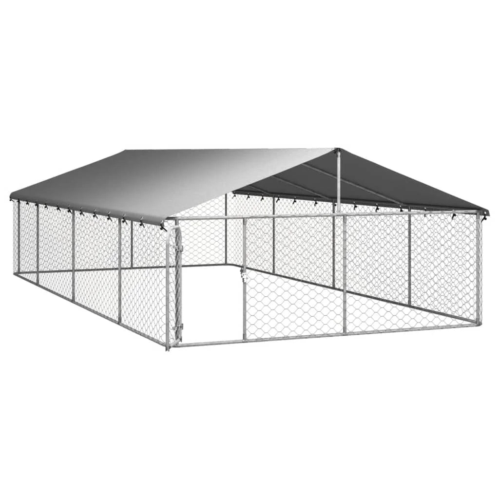 Galvanized Steel Outdoor Kennel with Roof