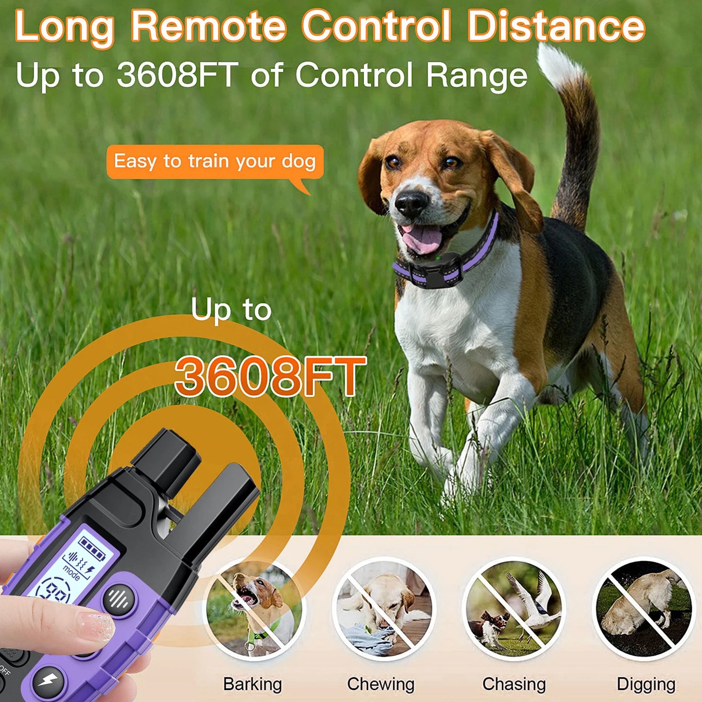 Waterproof Electric Dog Training Collar w/Remote Control