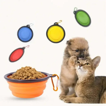 Folding Portable Silicone Pet Bowl w/Carabiner