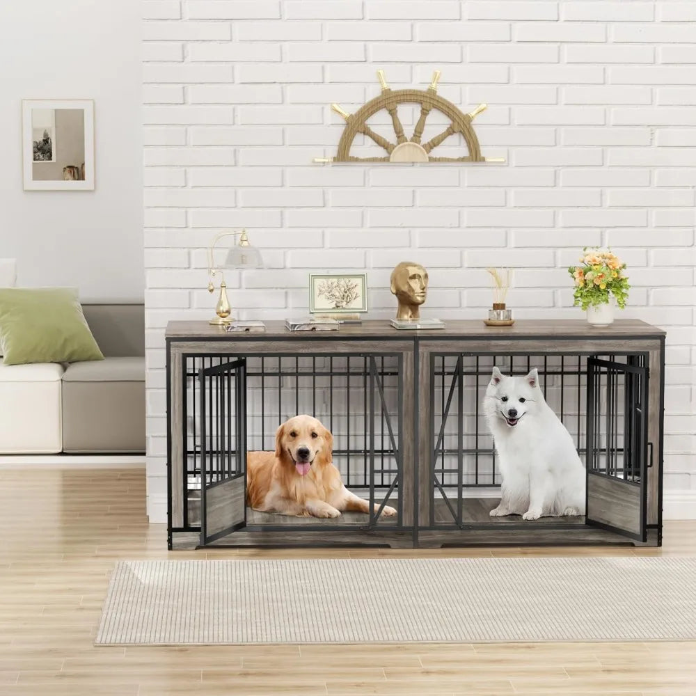 87'' Double Pet Crate Furniture