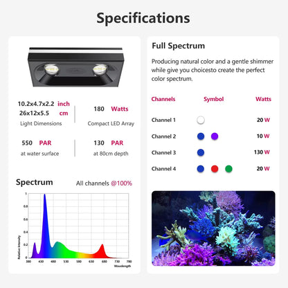 PopBloom 180W WiFi Aquarium Reef Coral Lamp