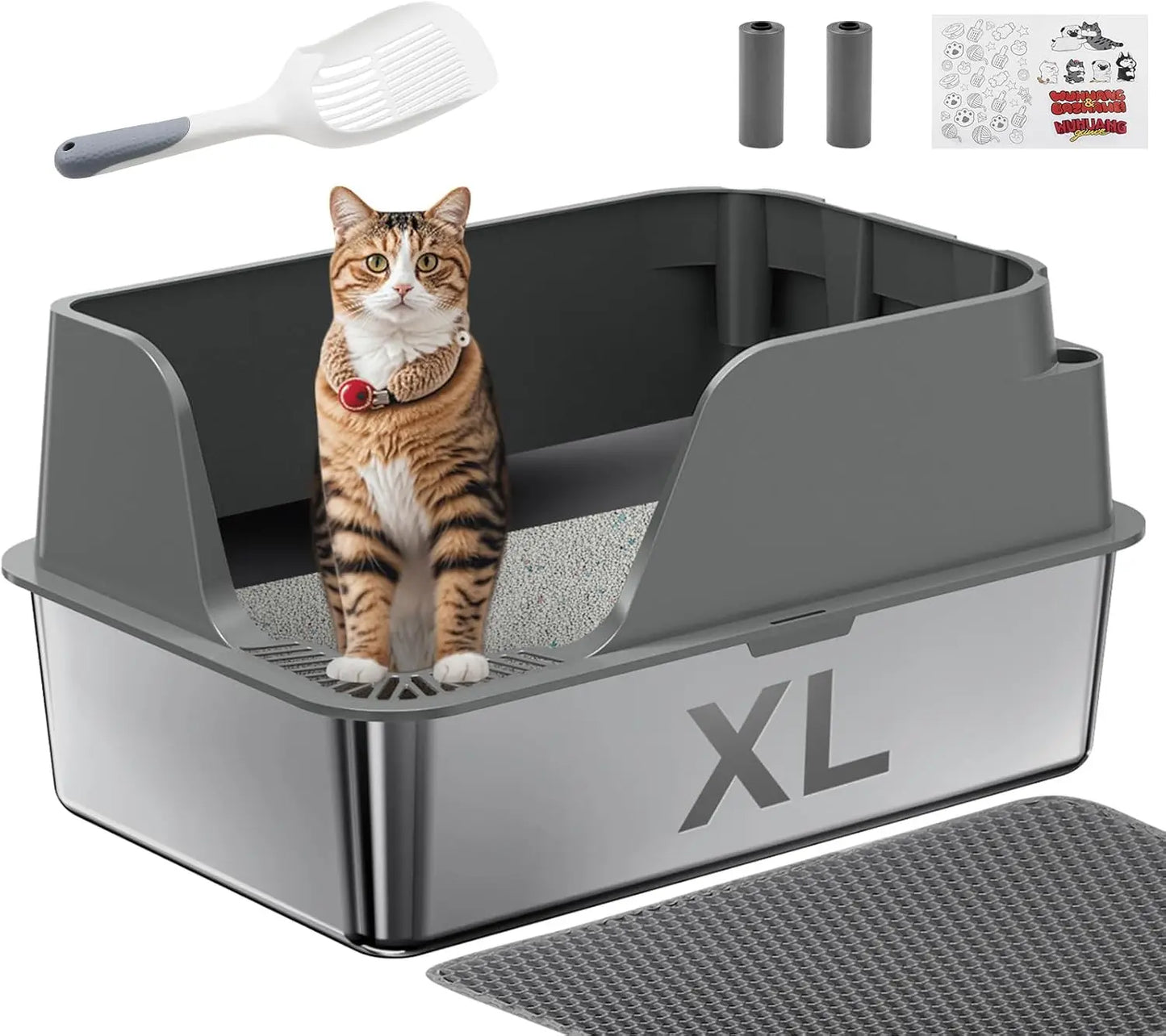 XL Stainless Steel Cat Litter Box