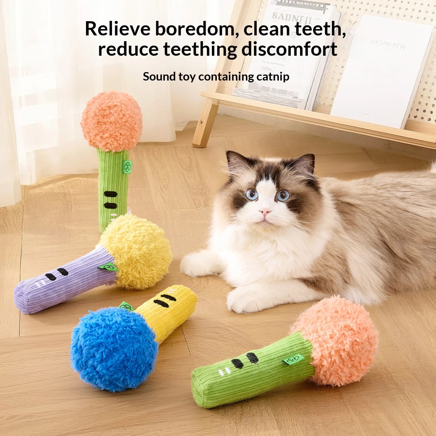 Squeaky Crinkle Pet Chew Toy w/Catnip