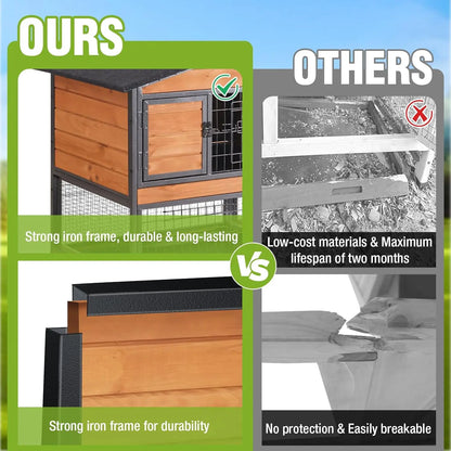 2-Story Rabbit Hutch with Metal Frame for Indoor/Outdoor