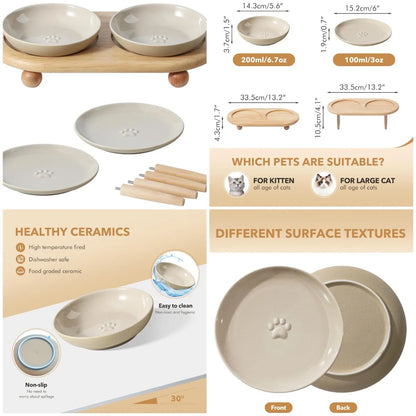 Raised Ceramic Pet Food & Water Bowls