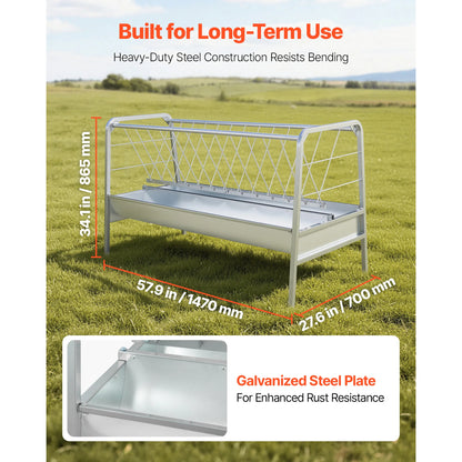 SucceBuy 80 Gal Hay Feeder w/Deep Feeding Pan
