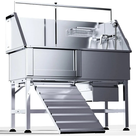 46" Stainless Steel Pet Washing Station, Non-Slip Design