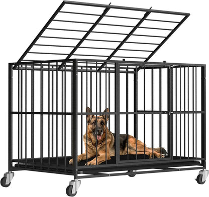 48IN Heavy Duty Escape Proof Pet Crate w/Wheels