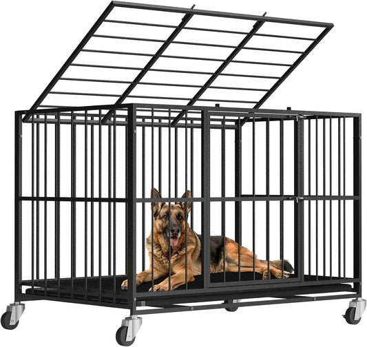 48IN Heavy Duty Escape Proof Pet Crate w/Wheels