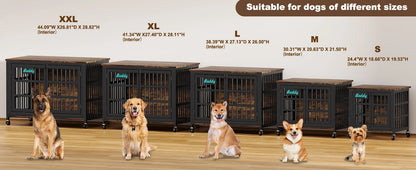 Heavy Duty Dog Crate Furniture with Casters