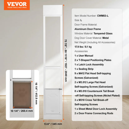 SucceBuy Sliding Glass Door Adjustable Height Pet Door