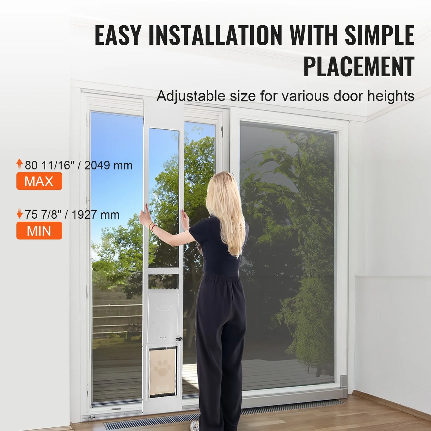 SucceBuy Sliding Glass Door Adjustable Height Pet Door