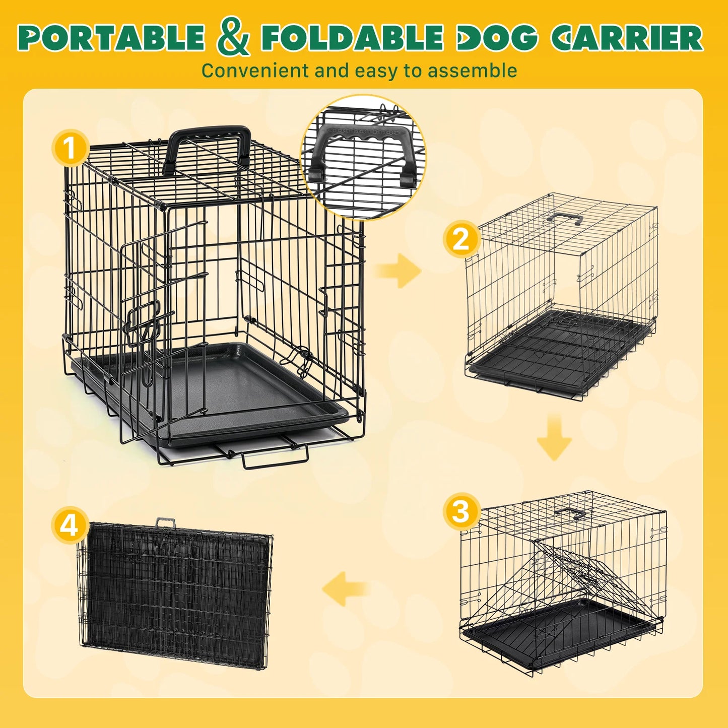 JHK 18 Inch Single Door Metal Dog Crate w/Tray