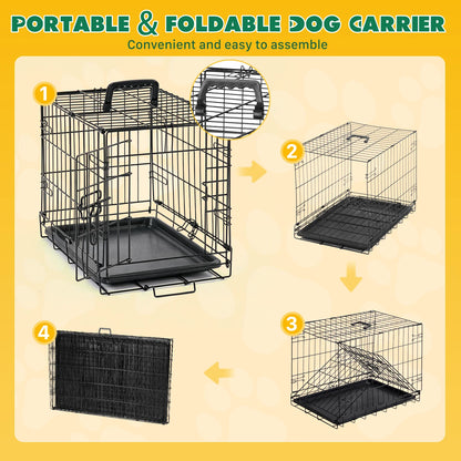 JHK 18 Inch Single Door Metal Dog Crate w/Tray