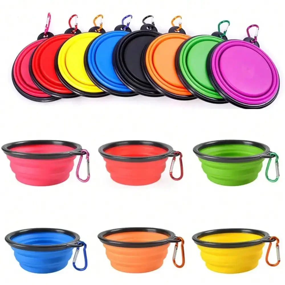 Folding Portable Silicone Pet Bowl w/Carabiner