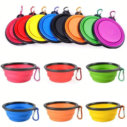 Folding Portable Silicone Pet Bowl w/Carabiner