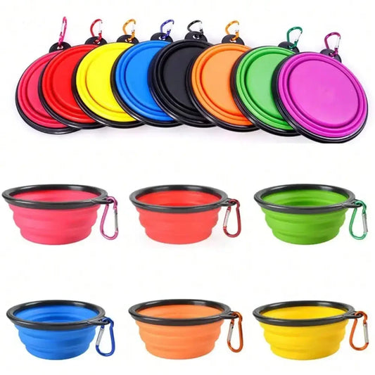 Folding Portable Silicone Pet Bowl w/Carabiner