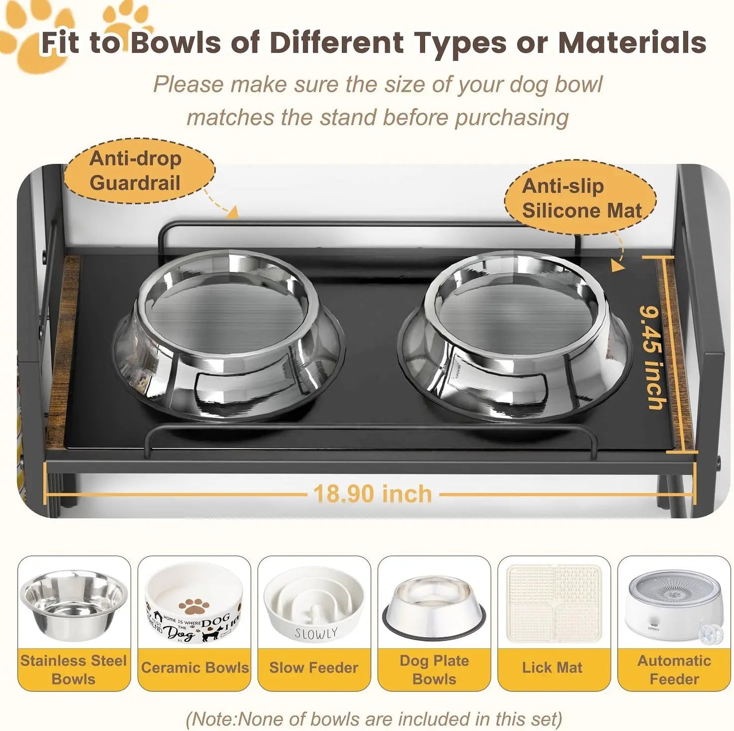 Raised Pet Feeding Stations w/Storage Basket & Toy Bin