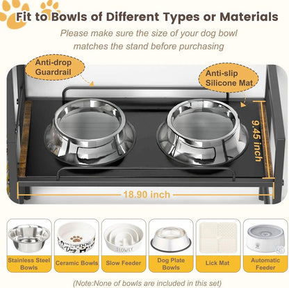 Raised Pet Feeding Stations w/Storage Basket & Toy Bin