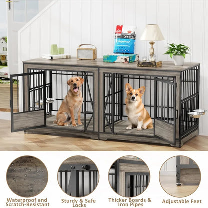 87'' Double Pet Crate Furniture