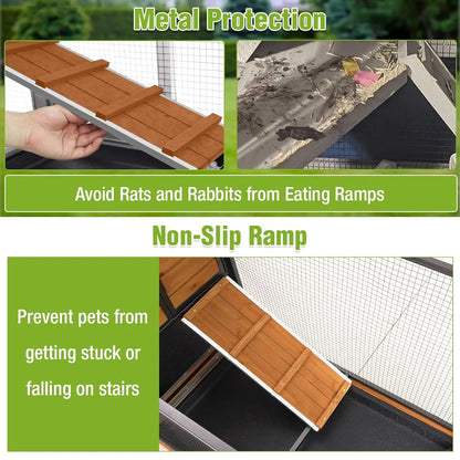 2-Story Rabbit Hutch with Metal Frame for Indoor/Outdoor
