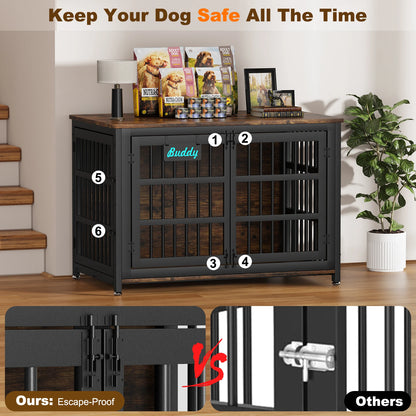 Heavy Duty Dog Crate Furniture with Casters