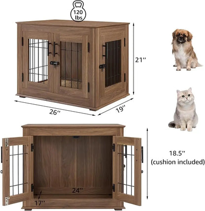 End Table Wooden/Wire Pet Kennel