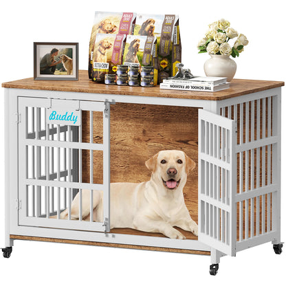 Heavy Duty Dog Crate Furniture with Casters