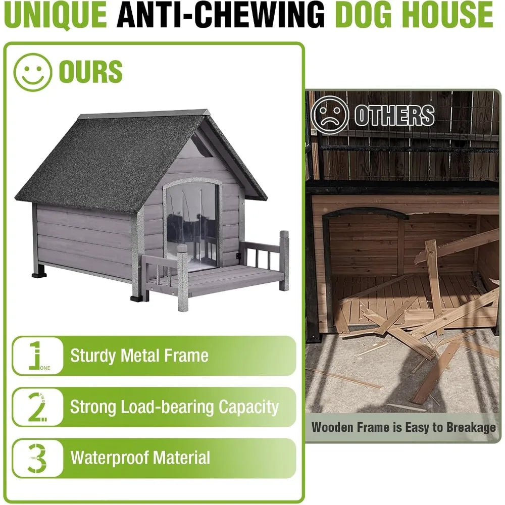 GUTINNEEN Outdoor Heated Dog House w/Porch