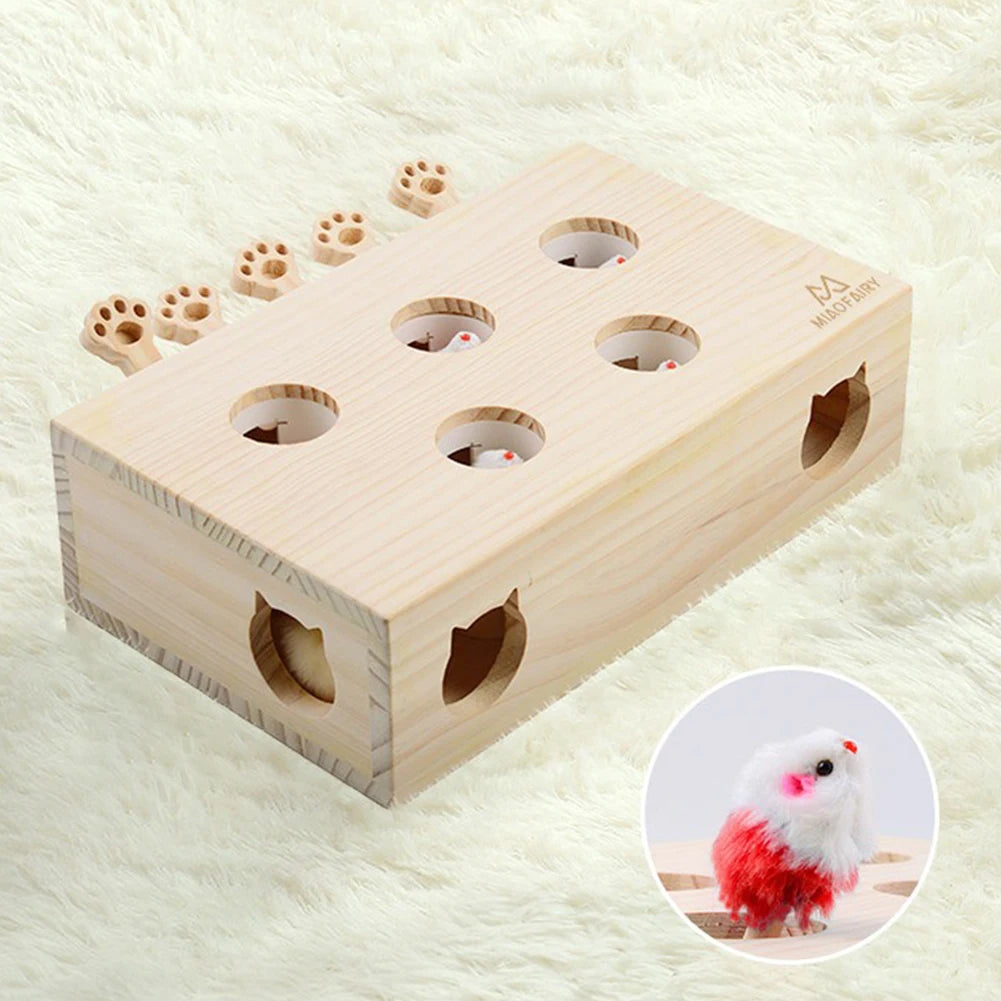 Wooden Whack-A-Mole Cat Toy