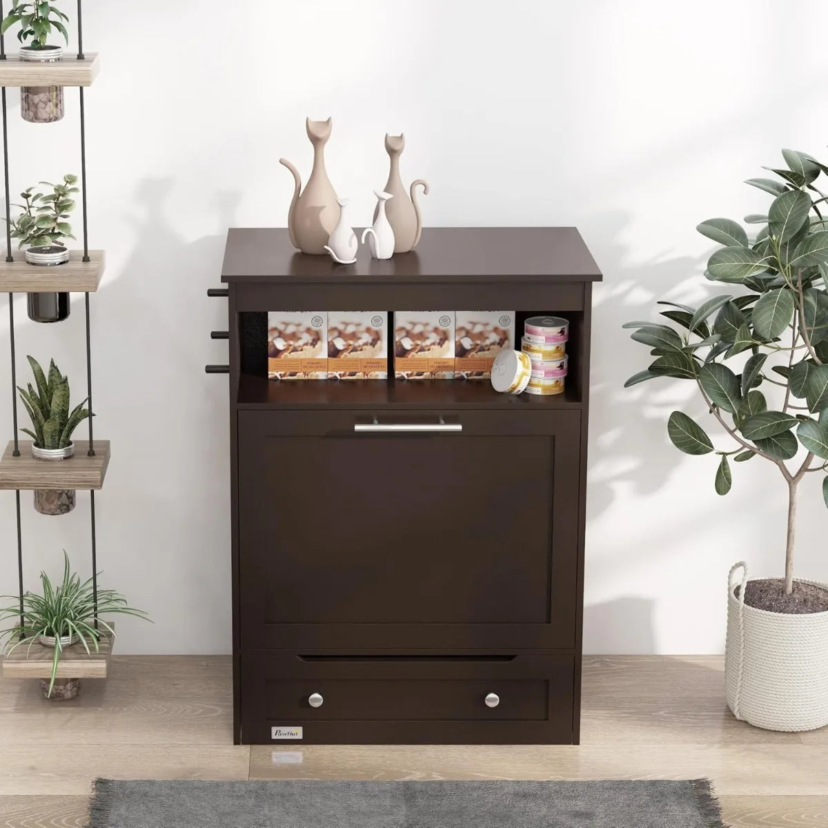 PawHut Pet Feeder Organizer w/Hanger for Food/Water