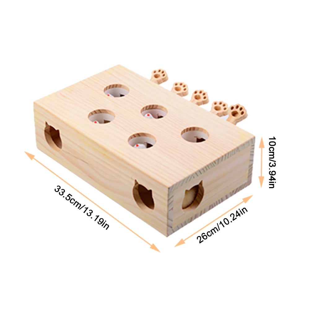 Wooden Whack-A-Mole Cat Toy